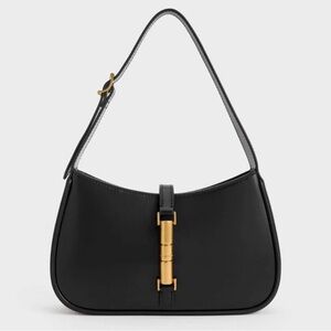 Charles and Keith Cesia Black Metallic Accent shoulder bag